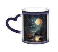 Tasse à café thermique en céramique avec inscription « Moon Stars and Planets » pour homme et femme - Cadeau amusant - 325 ml