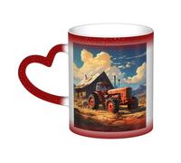 Tasse à café thermique en céramique motif tracteur de ferme rouge pour homme et femme 325 ml