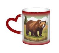 Tasse à café thermique en céramique pour homme et femme Motif ours marron 325 ml