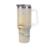 Tasse à café thermos de voyage pour boissons chaudes, lumière du matin sur l'île, tasse décontractée pour voiture, voyage, camping, randonnée en plein air, 1,2 l
