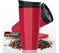 Tasse à café to go - Tasse thermique anti-fuite 350ml pour les amateurs de café et de thé - Tasse isolante à double paroi sans BPA Germany - rouge standard