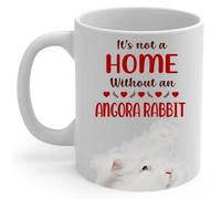 Tasse À Café Une Maison n'est Pas Un Foyer sans Lapin Angora Blanc Anglais. Mug Personnalisé Mug À Café Anti Taches pour Souvenir Meilleures Amies 330Ml