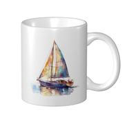 Tasse à café vintage aquarelle voilier 11 oz, design unique et magnifique, tasses à café en céramique pour femmes et hommes, chambre à coucher, bureau, décoration de bureau, pour femmes, hommes et mam