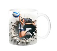 Tasse à café Volleyball, 325 ml en céramique avec motif ballon de volley-ball, tasse à café fantaisie unique pour café, lait, thé, vacances