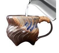 Tasse à cappuccino, tasse à café en céramique - Tasse à cappuccino de 270 ml avec corde à nouer, tasse à eau de café rétro de grande capacité pour cappuccino avec thé au lait