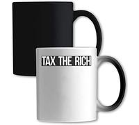 Tasse à changement de couleur avec logo socialiste blanc et noir « Tax The Rich »