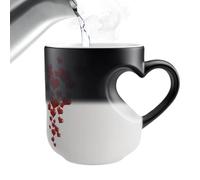 Tasse à changement de couleur - Céramique noire 325 ml | Tãsse à boisson en forme de cœur 325 ml à effet thermique, pause matinale, soirée relaxante, tasse à thé en céramique avec | voyage de tra