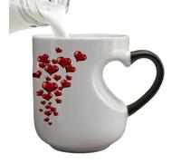 Tasse à changement de couleur, tasse romantique en céramique pour jus et thé, mugs de café sensibles à la chaleur avec poignée en forme de cœur, pour femmes, hommes, adolescents, famille