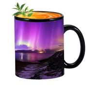 Tasse à changement de couleur - Tasse sensible à la chaleur | Tasse à café en céramique | Tasse à café transformant la couleur, tasse en céramique avec motif aurores boréales, tasse magique sensible à
