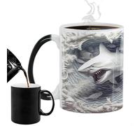Tasse à changement de couleur, tasses à café à changement de chaleur,Tasse à lait multifonctionnelle - Tasse à café avec imprimé de poisson de mer, tasse en céramique magique et mignonne, tasse à thé