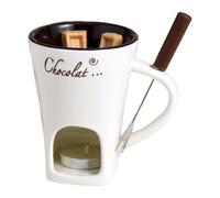 Tasse à chocolat chauffante - Tasse isotherme en céramique de 130 ml pour faire fondre le beurre | Coffret cadeau pour les amateurs de desserts avec fourchette, convient pour le fromage, le chocolat