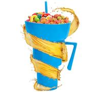 Tasse à collation et à boisson - Tasse étanche à double usage de 32 oz, bol à collation avec poignée et soucoupe, grande capacité de 900 ml | Conteneur alimentaire de voyage pour chips, bonbons, pop-c