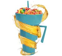 Tasse à collation et à boisson - Tasse étanche à double usage de 32 oz, bol à collation avec poignée et soucoupe, grande capacité de 900 ml | Conteneur alimentaire de voyage pour chips, bonbons, pop-c