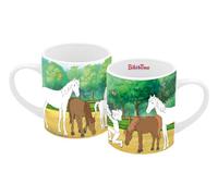 Tasse à colorier Bibi et Tina - 250 ml - En céramique - Pour enfants - Coloré - Pour bricolage - Bibi Blocksberg - Chevaux - Équitation, Amadeus, Sabrina, sorcières, sorcier