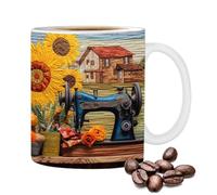 Tasse à coudre 3D, tasse à café imprimée à plat, 350 ml tasse de machine à coudre, cadeau pour femmes hommes, anniversaire, amateurs de