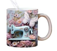Tasse à coudre - Tasse de machine à coudre, tasse à café en céramique | Tasse de couture amusante avec design d'espace créatif, tasse à thé rembourrée avec motif de couture pour les amateurs de cos