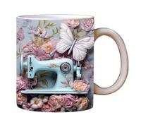 Tasse à coudre - Tasse de machine à coudre, tasse à coudre en céramique avec motif amusant de machine à matelasser | Nouveauté Tasse de thé et de café de Quilting Machine Design, Ta
