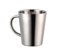 Tasse à double paroi en acier inoxydable de 300 ml pour café, thé, lait, isotherme, maintient la température de la boisson stable, légère et facile à transporter (argenté)
