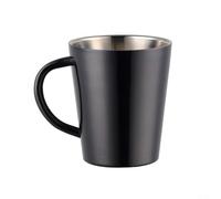 Tasse à double paroi en acier inoxydable de 300 ml pour café, thé, lait, isotherme, maintient la température de la boisson stable, légère et facile à transporter (noir)