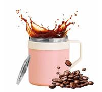 Tasse à double paroi, tasse à café en acier inoxydable, verres de 16 oz avec couvercle anti-fuite, récipient à boisson isolé robuste, de voyage avec conception portable, tasses de voyage pour le