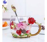 Tasse À Eau Couleur Émail,Verre Résistant À La Chaleur,Tasse À Thé Créative - Type Short Cup And Spoon-Cup #A