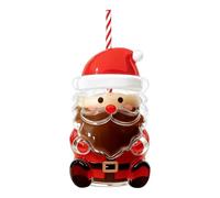 Tasse à eau de Noël - Bocal en verre de 591 ml - Tasse de fête transparente avec paille réutilisable, tasse de boisson décorative pour fête - Verre sur le thème de Noël pour cuisine, anniversaire