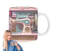 Tasse à eau en céramique 3D Funny pour machine à coudre, passe au micro-ondes, tasse à café pour couettes, mamans, sœurs, grands-mères, tantes, filles