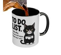 Tasse à eau en céramique pour chat | Liste des choses à faire - Récipient réutilisable à isolation thermique pour boisson anti-brûlure pour la maison, le travail, le studio et un usage quotidien