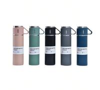 Tasse à eau isolée sous vide en acier inoxydable, tasse à boisson froide, coffret cadeau, avec 3 poignées, couvercle et passoire, 16,9 oz, étanche, convient pour Noël, Thanksgiving et autres fêtes et 