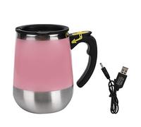 Tasse à eau magnétique électrique en acier inoxydable 400 ml, chargement USB, tasse de mélange à agitation automatique, café au lait avec interrupteur à un bouton(Rose)