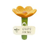 Tasse à eau pour abeilles, station d'arrosage en céramique en forme de fleur, tasses à boire pour le jardin avec motif floral, station d'hydratation extérieure pour pollinisateur et décoration de