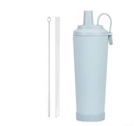 Tasse à eau robuste anti-fuite de 830 ml avec poignée magnétique portable pour un style de vie actif (bleu et blanc)