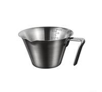 Tasse à expresso en acier inoxydable 304 avec bec verseur en forme de V, poignée étendue et marquage à double échelle pour une utilisation en once liquide et millilitre (argent A)