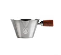 Tasse à expresso en noyer en acier inoxydable avec double poignée en bois de qualité alimentaire pour une extraction précise du café avec bec en V 304, outil de mesure multi-usage (argent)