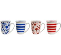 Tasse à filtre pour infusion Home ESPRIT Bleu Rouge Inox Porcelaine 380 ml (4 pièces)