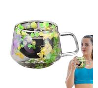 Tasse à fleurs séchées - tasse à café en verre mural, tasse à café avec fleurs | tasse ronde en verre pour café avec fleurs séchées avec verre à double paroi, tasses à boissons en verre transparent