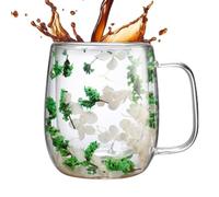 Tasse à fleurs séchées, verre, tasse à thé, tasse à double paroi, tasse à fleurs séchées, verre à boire, tasse, verre, tasse à café, tasse à thé, tasse en verre, tasse à double paroi, tasse en verre à