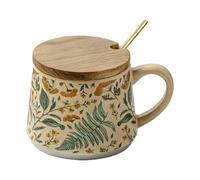 Tasse à fleurs | Tasse à thé avec couvercle et cuillère, tasse en céramique vintage pour la maison, la cuisine, les boissons, le café, le thé, le lait, la ferme