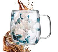 Tasse à fleurs, verre, double paroi, café, tasse à thé, verre à fleurs, tasse, tasse, verre à fleurs séchées, verre à double paroi, gobelet à boisson florale, gobelet pour boisson froide, verre