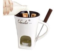 Tasse à fondre au chocolat - En céramique - Avec fourchette - Portables - Pour fruits de mer, dîner, entrée, sauce, fromage, bonbons, caramel, mariage, pique-nique, fête, chefs