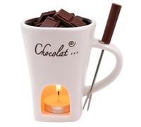 Tasse à Fondue au Chocolat 200 ml, Tasse Chauffe Chocolat en Céramique, Avec Fourchette, Pot à Tremper Fruits et Biscuits à la Maison