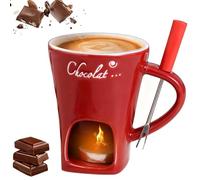 Tasse à fondue au chocolat avec fourchettes, tasse en céramique faite à la main, tasse fondante de l'amour pour rendez-vous, anniversaire ou fête de mariage red