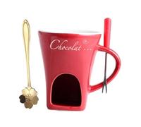 Tasse à fondue au chocolat, fondue à la maison, anniversaire, crème glacée, rouge, 11 x 8,3 cm