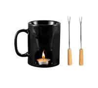 Tasse à fondue au chocolat, mini tasse multifonction en céramique avec fourchette | Tasse à fondre du chocolat chaud, pour desserts au caramel, collations, bonbons, lait