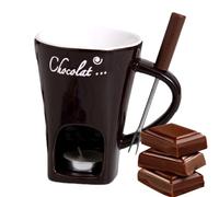 Tasse À Fondue Au Chocolat Nostalgia - Ensemble De Tasses Chauffantes Au Chocolat De 130 Ml Avec 1 Fourchette À Fondue, Chauffe-beurre Polyvalent, Tasse À Fondre Pour Fromage, Chocolat - Marron Foncé