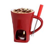 Tasse à fondue au chocolat, tasse à bougie en céramique améliorée avec fourchette, tasse personnelle sûre pour les vacances, la maison, les réunions de famille, les fêtes amusantes, les desserts