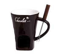 Tasse À Fondue Douce - Réchaud en Céramique Résistant à la Chaleur - avec Fourchette Coupe pour Fondre le Chocolat,Pour Fromage, Beurre, Dessert, Boisson, Dîner, Mariage, Fête et Anniversaire