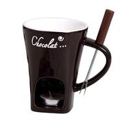 Tasse à fondue en céramique avec fourchette - Pour fruits de mer, dîner, apéritif, sauce, fromage, bonbons, caramel, mariage, pique-nique, fête, cuisiniers en famille