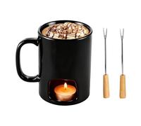 Tasse à fondue | Mini pot à fondue portable avec fourchette | Tasse chauffe-fromage, beurre et bonbons - pour desserts au caramel, collations, bonbons, lait
