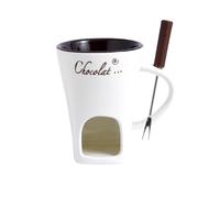 Tasse à fondue - Tasse à café - Pour anniversaire de mariage - Chauffe-beurre - 130 ml - Blanc - 11 x 8,3 cm